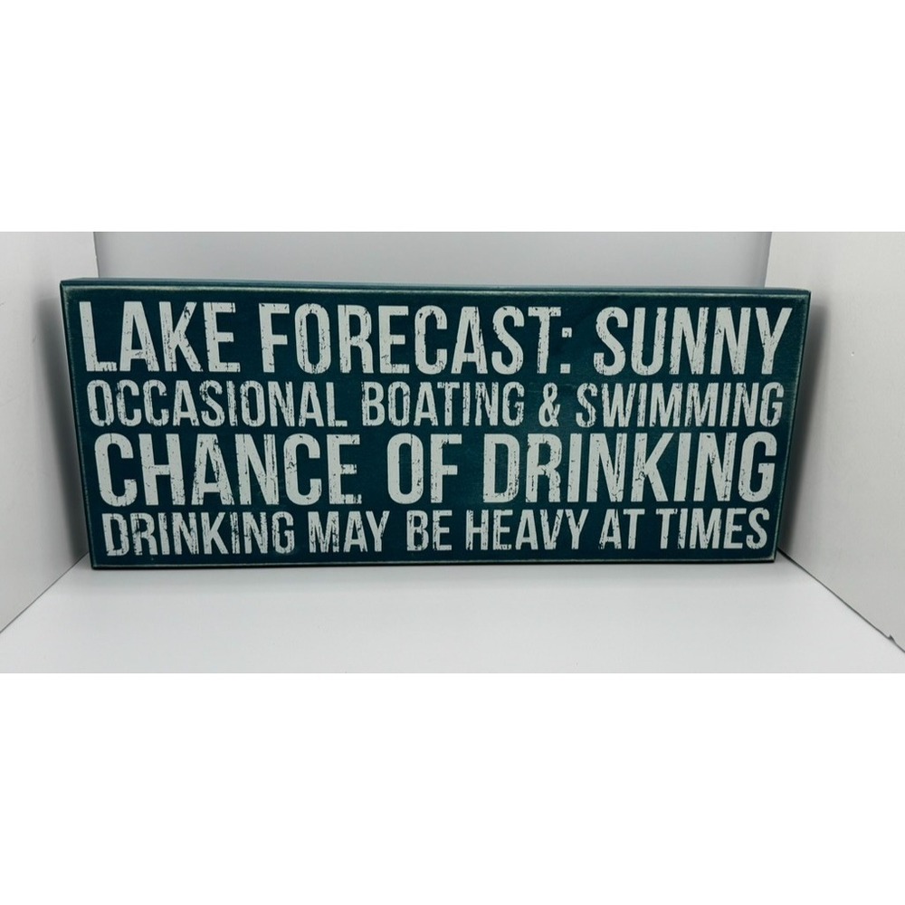 Primitives by Kathy Box Sign Lake Forecast Wood Distressed Rustic